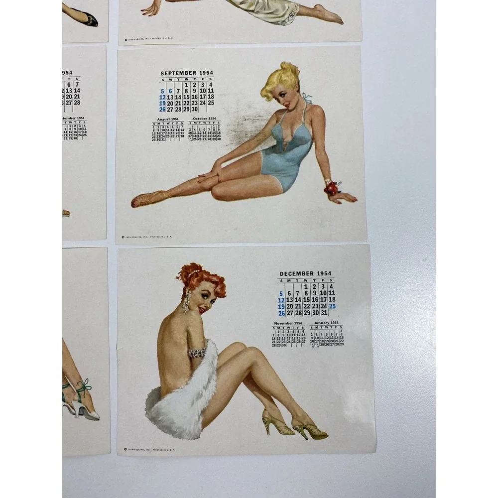 1954 Esquire Magazine Desktop Pinup Calendar Holder ~ 12 Months